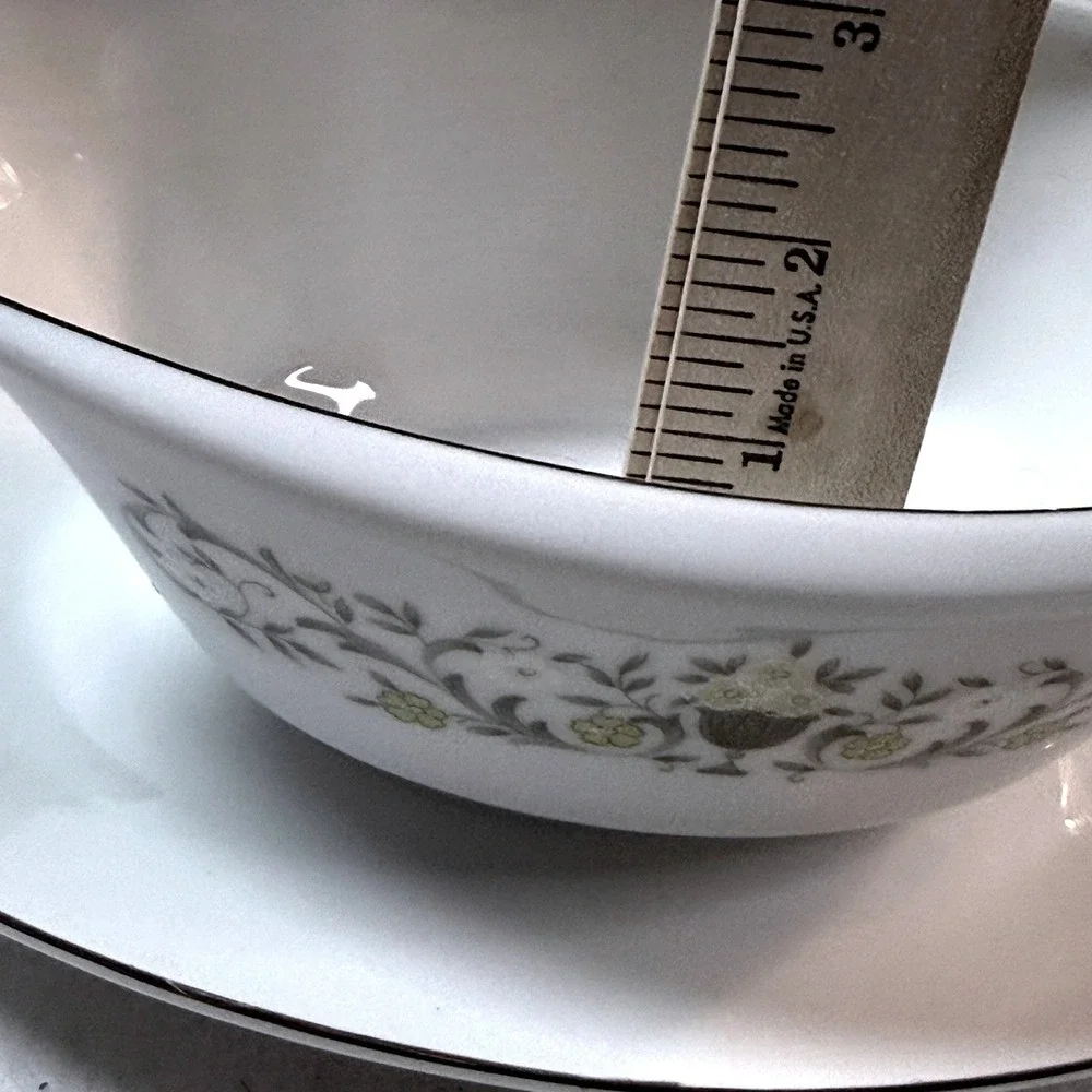 Vintage Sterling Fine China Florentine Gravy Boat Underplate Floral Japan MCM